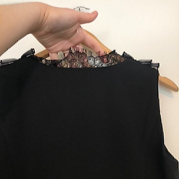 NEW NWT JULIA JORDAN Solid Black Pleated Lace Sleeveless Fit Flare Party Dress 6 - Picture 11 of 12